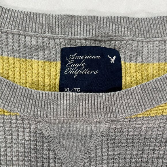 American Eagle Outfitters | Yellow and Gray Striped Sweater Size XL Lot J - Picture 4 of 7